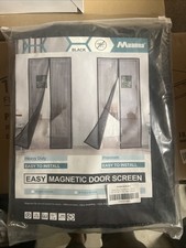 MUANNA Magnetic Door Screen Curtain 36x96 Inch Magnetic Mesh Heavy Duty Black