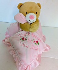 BABY STARTERS Plush Lovey Bear THANK HEAVEN FOR LITTLE GIRLS Embroidered Pink