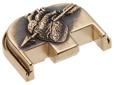 NDZ Brass Rear Plate Heart Shot 3D Design Fits Glock 17 19 26 45
