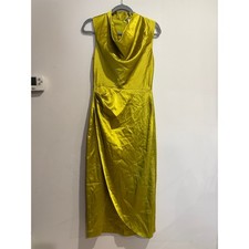 NWT Tuckernuck Chartreuse Satin Pencil Midi Sinclair Dress Lentil Sprout Women 4