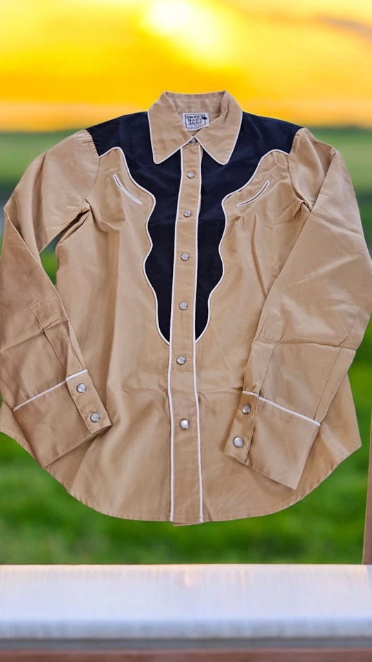 Camisa Western Vintage Sweet Baby Jane Niñas Perla Botones a Presión Corbata Antigua S XS Foto 2 de 4