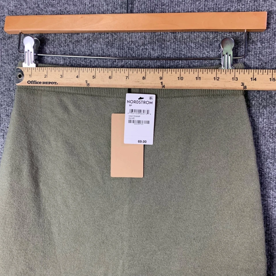 NEW $69 Halogen Nordstrom Olive Knit Pencil Skirt Soft Stretch Small Petite - Image 3 of 4