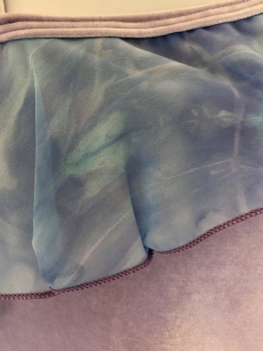 GK LAVENDER VELVET CAMI ICE FIGURE SKATE ADULT SMALL ASYM TIE-DYE CHIF DRESS AS - Picture 2 of 7