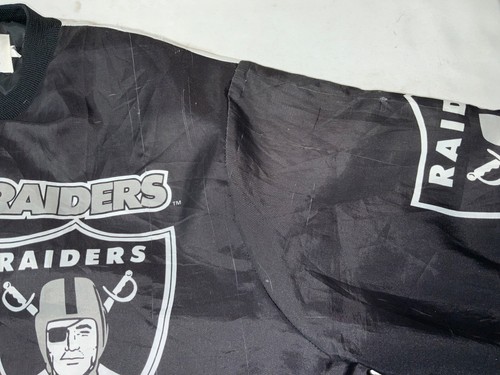 Giacca Vintage Oakland Raiders Linea Gesso Animazione Grande Nera Nfl Bottone a Scatto - Foto 4 di 7