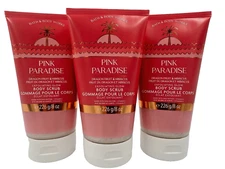 Bath & Body Works LOT 3 Pink Paradise Exfoliating Glow Body Scrub 8 oz 3pk