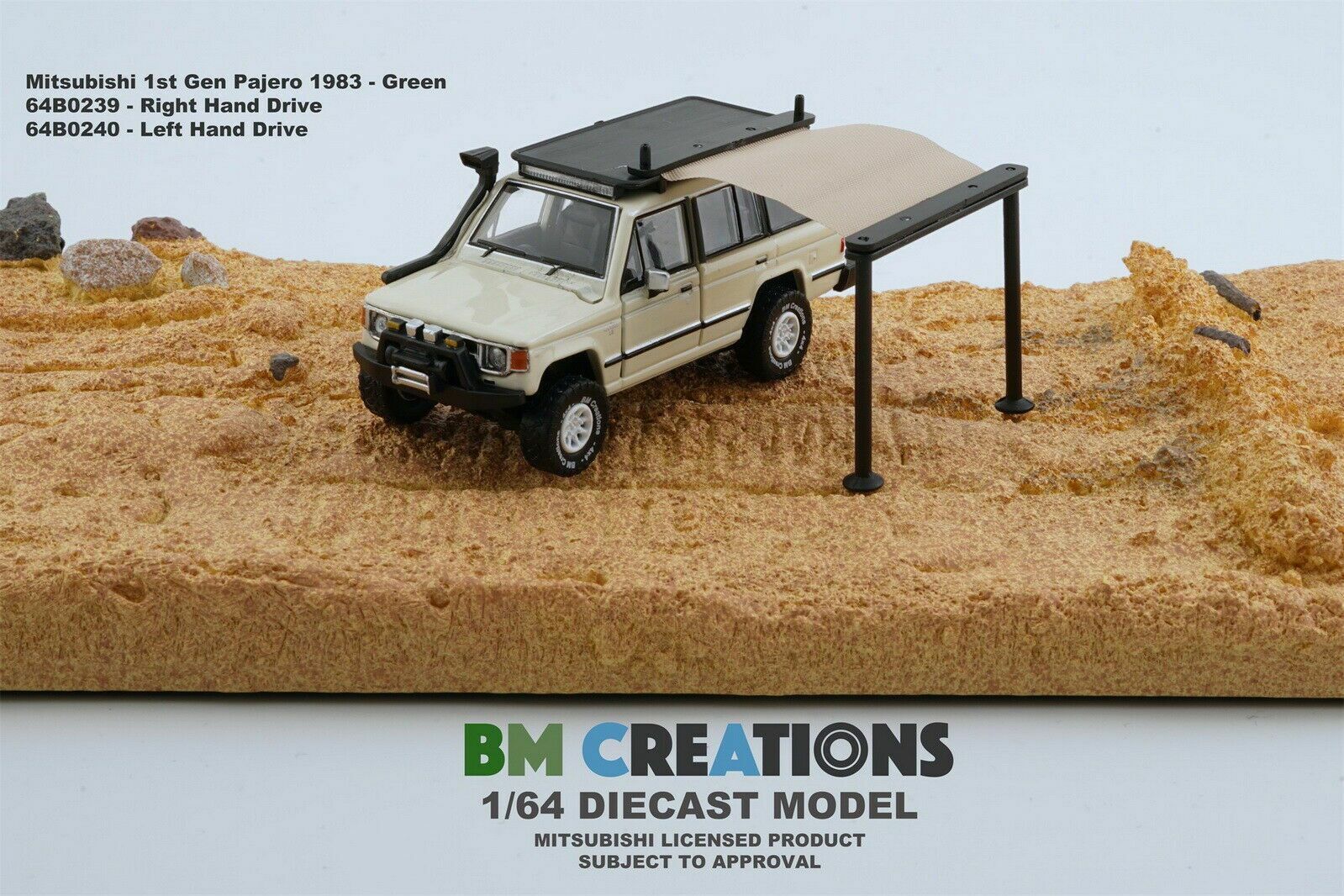 BMC 1/64 Mitsubishi Pajero MK1 ivory RHD Diecast car Model Toy Collection Gift