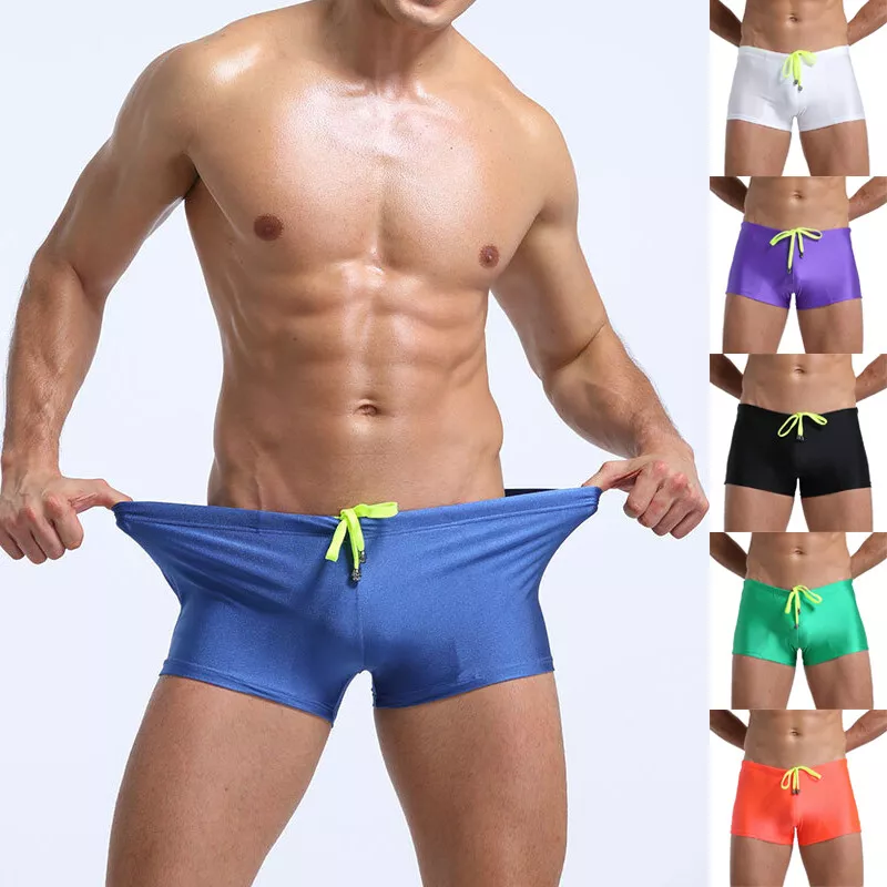 Men's Beach Swim Shorts Boxer Briefs Swimming Pants Underwear