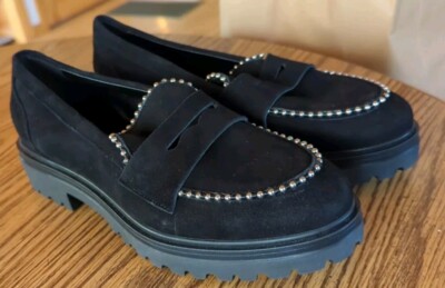 Vintage Bruno Ricci 9.5 Diane B. Penny Loafers Leather Beaded Shoes Womens Italy