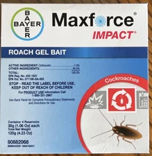 Maxforce Impact Roach Gel by Envu 4 x 30g Tubes, 4 Tips and  4 Plungers,