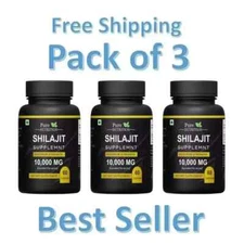 3 x Pure Shilajit 10000mg 60 Caps, Extremely Potent, Fulvic Acid