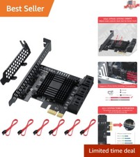 6-Port SATA 3.0 PCIe Card - 6Gbps Data Speed with Cables Power Splitter
