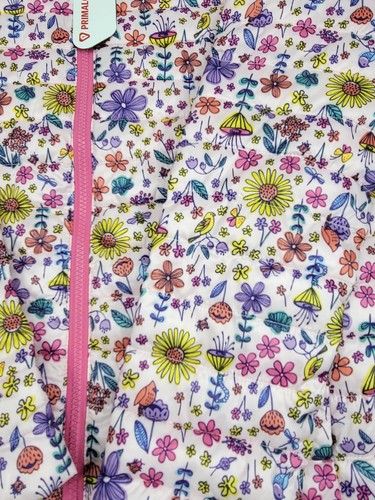 NWT Lands End Pink Floral Primaloft Puffer Jacket Coat Juniors Size Large 14/16 - Picture 2 of 11