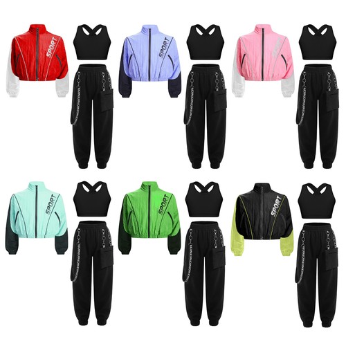 Kids Girls Crop Tops With Pants Junior Sweatsuit Casual Tracksuit Summer Sport - Picture 2 of 59