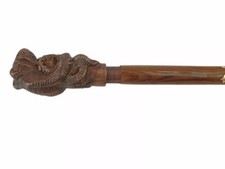 Antique Octopus Handle Inlaid Wooden Walking Stick Cane 36" Long Granddad/Father