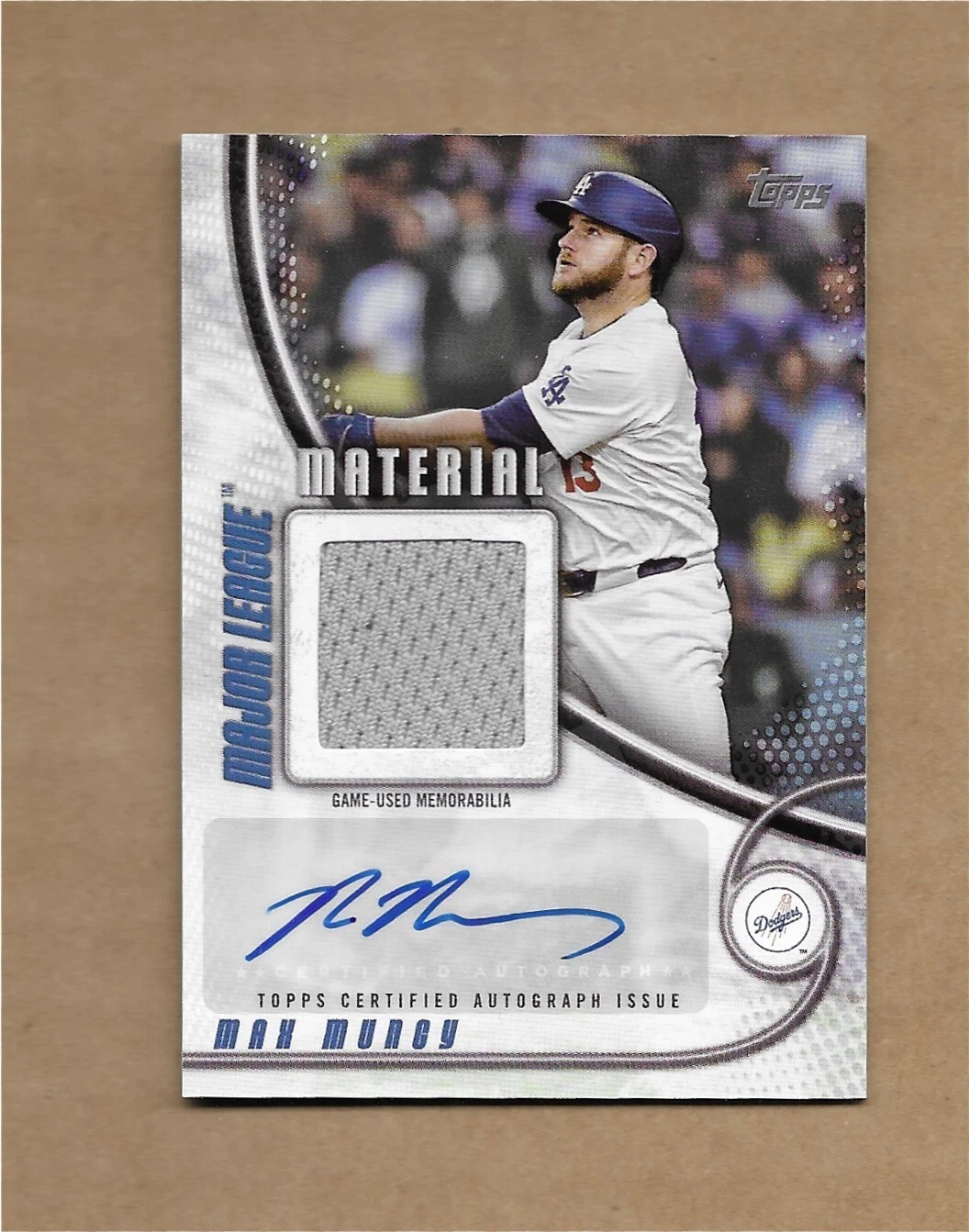 2025 Topps Max Muncy Major League Materials Autograph Auto Card 22/50 LA Dodgers