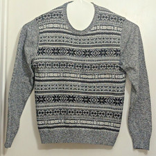 Vintage Original Weatherproof 1988 Sweater Mens Large Nordic Gray Black Cotton