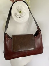 Nina Rich Leather Shoulder Bag Brown Two Tone Made In Italy 11" X 9" Vintage