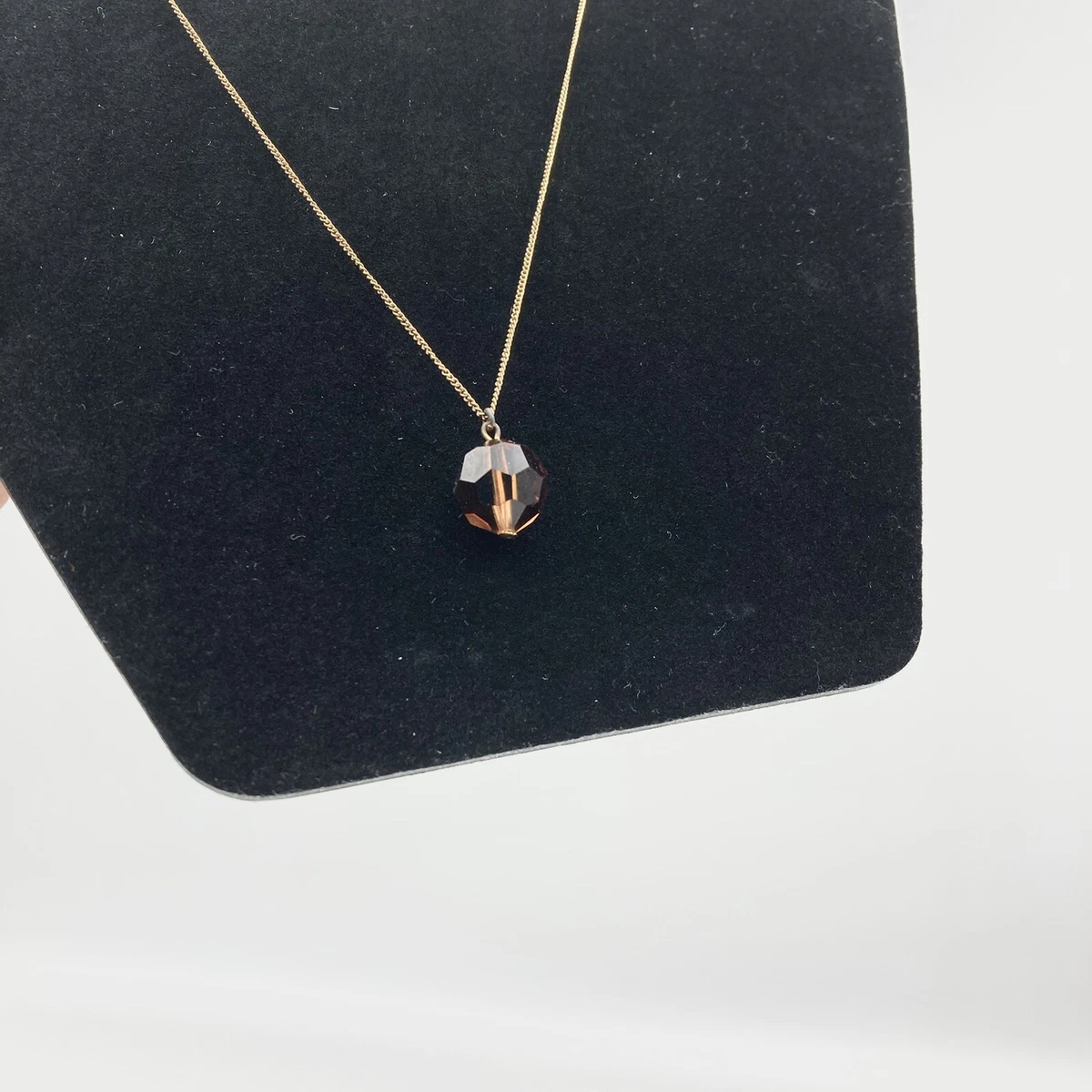 12K gold fill smokey quartz pendant on chain necklace Jewelry