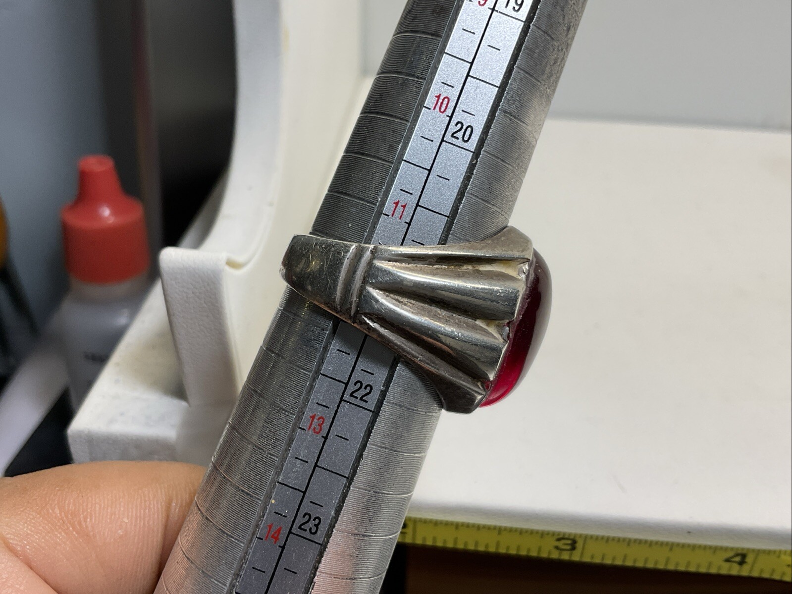 Ruby Ring Big Oval Ruby Stone Ring 925 Silver Yaq… - image 5