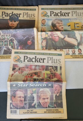 3 Green Bay Packer- Packer Plus Papers Dec 4-10 1997, 2 From Jan 2000 New Coach