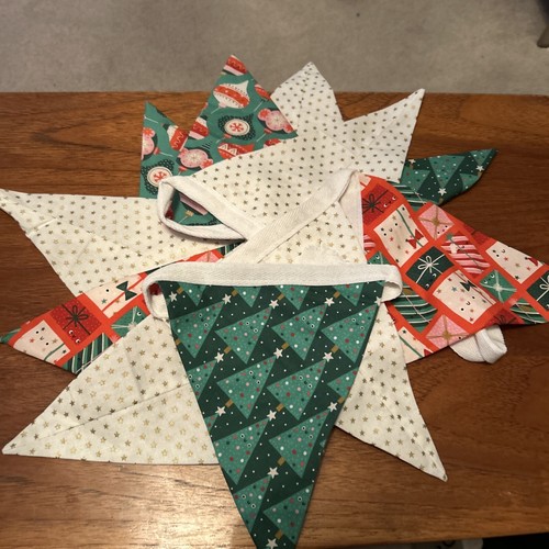 Tela Hecha a Mano Navidad Bunting 12 Banderas 3m - Rojo, Verde, Dorado, Plata, Mixto - Imagen 10 de 14