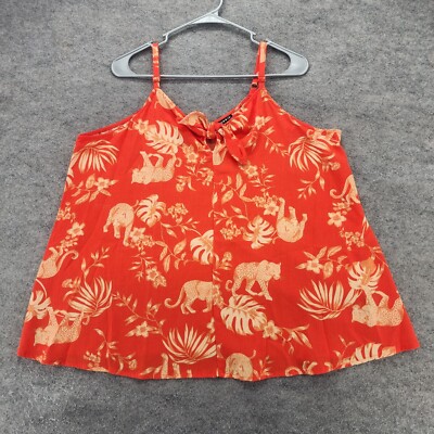 Torrid Shirt Womens 00 US Medium Sleeveless Orange Cheetah Cami