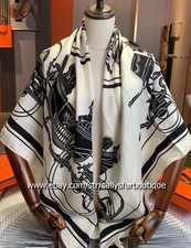 Pure 70 Cashmere 30 Silk Stole Carriage Print Double Face Scarf Shawl 53"