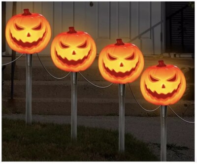 LED Pumpkin Driveway Marker Lights Total Length 7  and The Lighted Length 4.5 