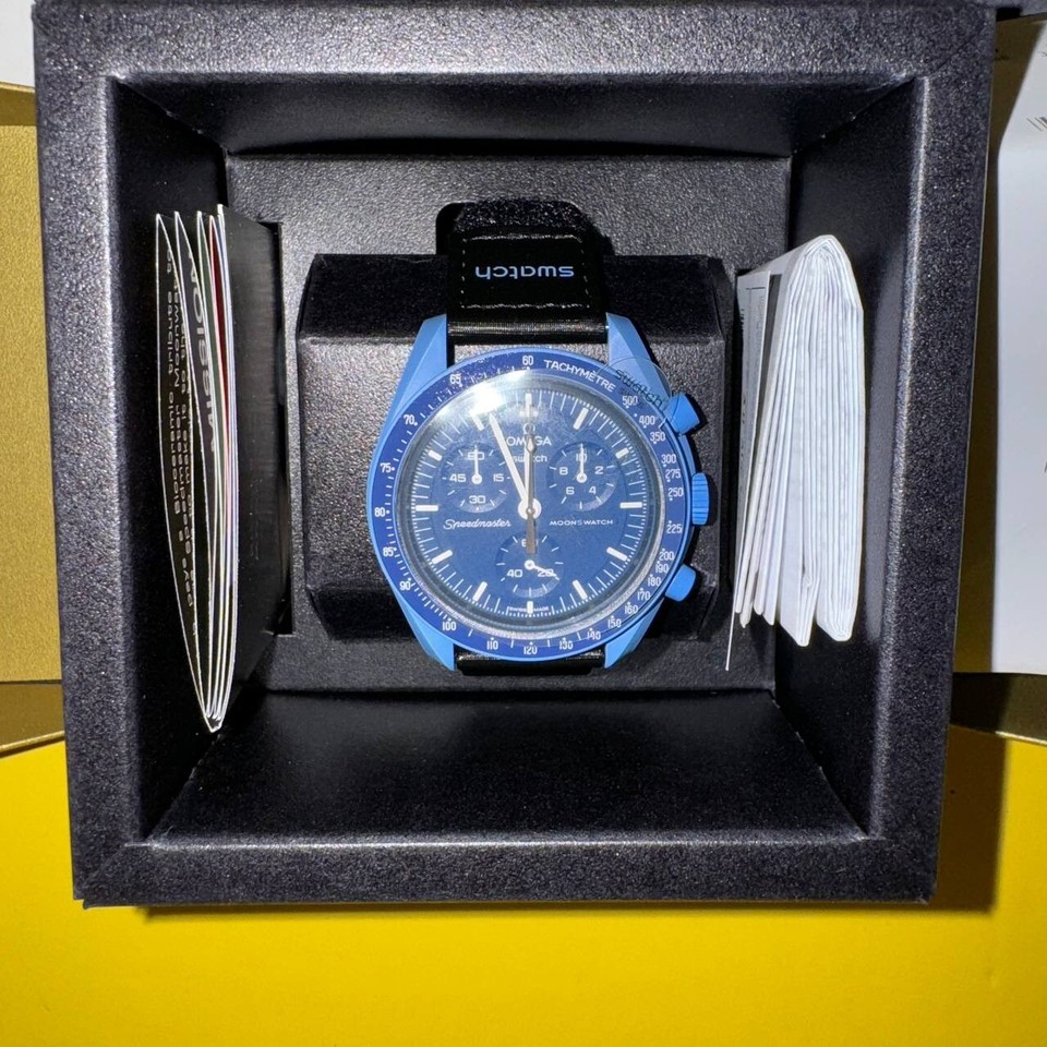 Swatch x Omega Mission To Neptune Moonshine Gold Blue Moon Edition NEW eBay