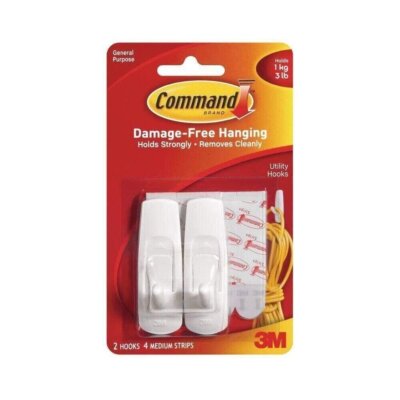 Command Strips 17001 Medium Hooks With Command  Adhesive