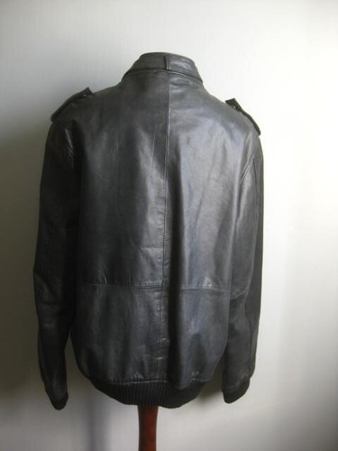 AVIATRIX REAL LEATHER JACKET 44 42 2XL BIKER cafe RACER mens black soft real - Picture 4 of 23
