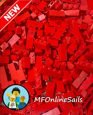 Genuine LEGO Red 1x1 1x2 1x3 1x4 BRICKS MIX #3005 3004 3622 3010 100 pcs