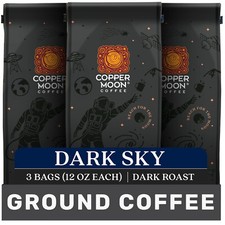 Copper Moon Coffee, Dark Sky, Dark Roast, Ground, 3 x 12 oz
