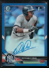 ESTEVAN FLORIAL AUTO 2018 Bowman Chrome BLUE REFRACTOR #/150 Yankees Rookie RC