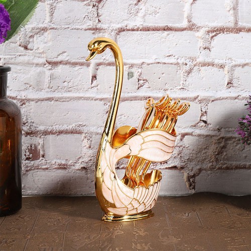 6Pcs Coffee Spoon Set with 1 Swan Shape Base Holder Swan Base - Picture 8 of 11