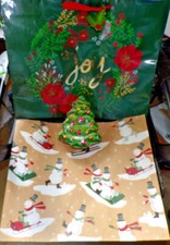 3ct lot 2 Gift bags 2- 19x16 & 1 chrismas tree tin 7x5x3
