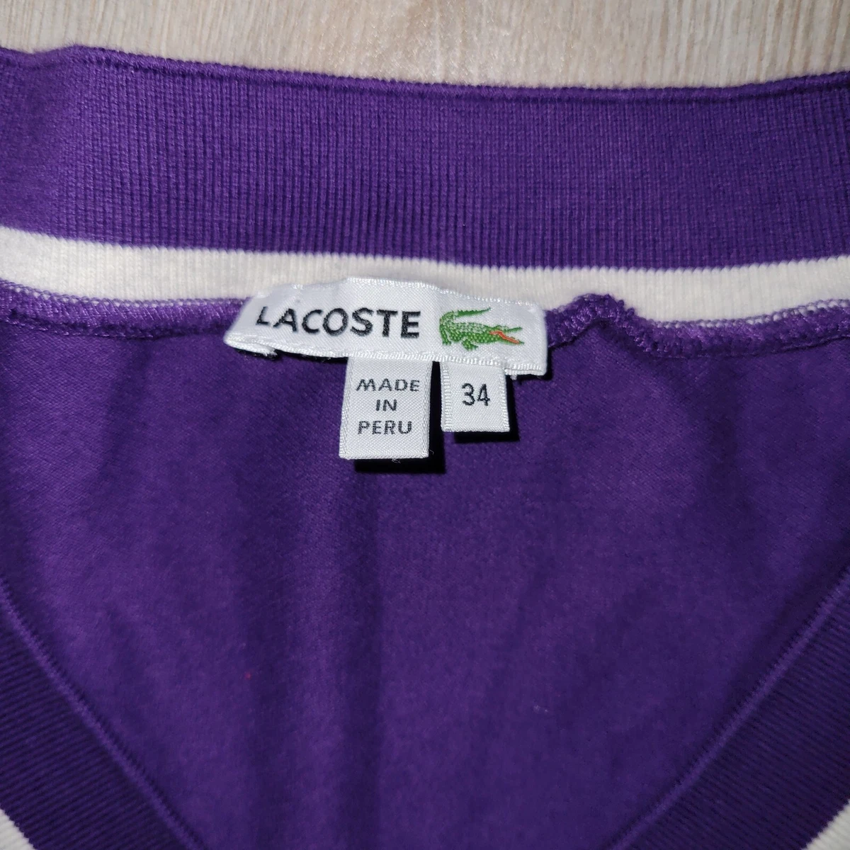 Lacoste Polo Shirt Dress 34 XS Short Sleeve V Neck Preppy Tennis