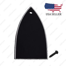 1 Hole 3Ply Shape Corner Plastic Guitar Truss Rod Cover Plate Black with Screws
