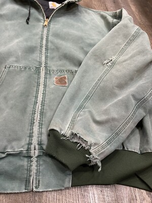 Vintage Carhartt Jacket Green Quilt Lined Full Zip JQ294 USA