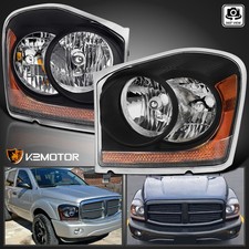 Fits 2004-2006 Dodge Durango Black Headlights Headlamps Pair Leftright 04-06