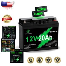 High-Capacity 12V 20Ah LiFePO4 Battery: 5000 Cycles, LCD, M5 Terminal, Universal