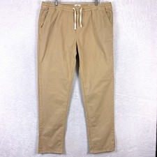 Marine Layer Saturday Twill Pants Jogger Men XL Beige Slim Fit Drawstring Preppy