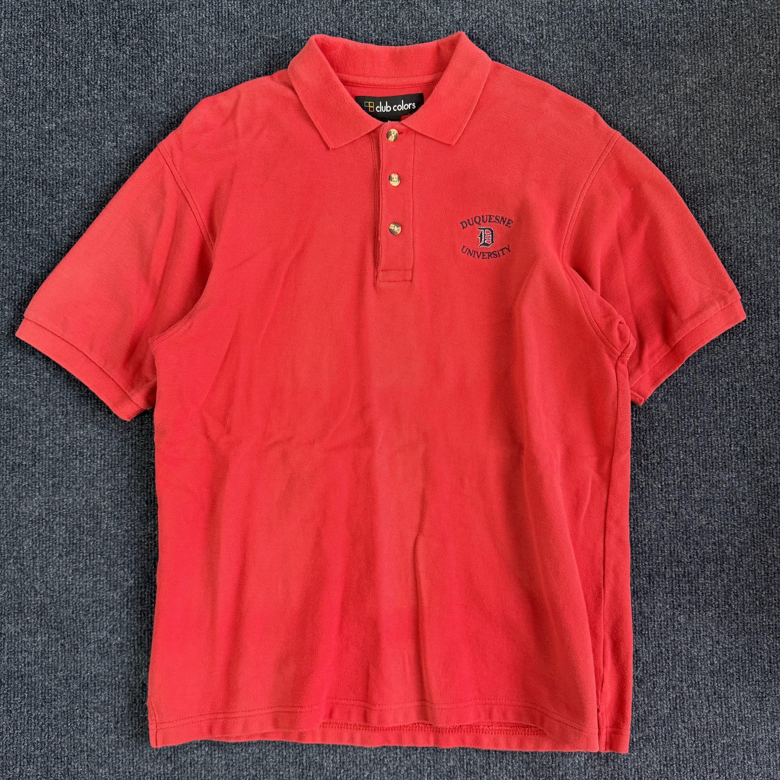 Vintage Duquesne University Polo Shirt Mens Medium Red NCAA College Club Colors
