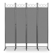 5.74FT 4 Panel Folding Room Divider Privacy Screen Partition Grey Home Office UK