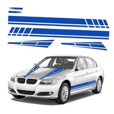 6PCS Car Hood Stripe Sticker, Vinyl Auto Body Side Rearview Mirror Blue, 6pcs