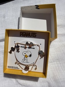 Authentic Peanuts Friends Forever Snoopy Woodstock  Bracelet ADJUSTABLE Fine Gold Plated