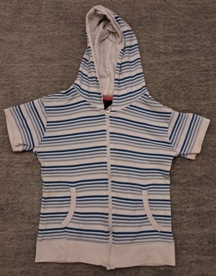 Sommer Hoodie for kids short sleeve stripped white and blue gr. 152