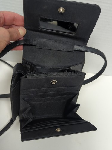 Borsa incrociata piccola vintage in pelle multitasche nera viaggio città - Foto 6 di 8