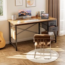 47" Brown Home Office Computer Desk with Drawer Writing Desk Work Desk PC Table