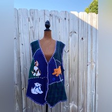 Vintage Y2K Cat Grandpacore Grandmacore Novelty Sweater Vest Embroidered